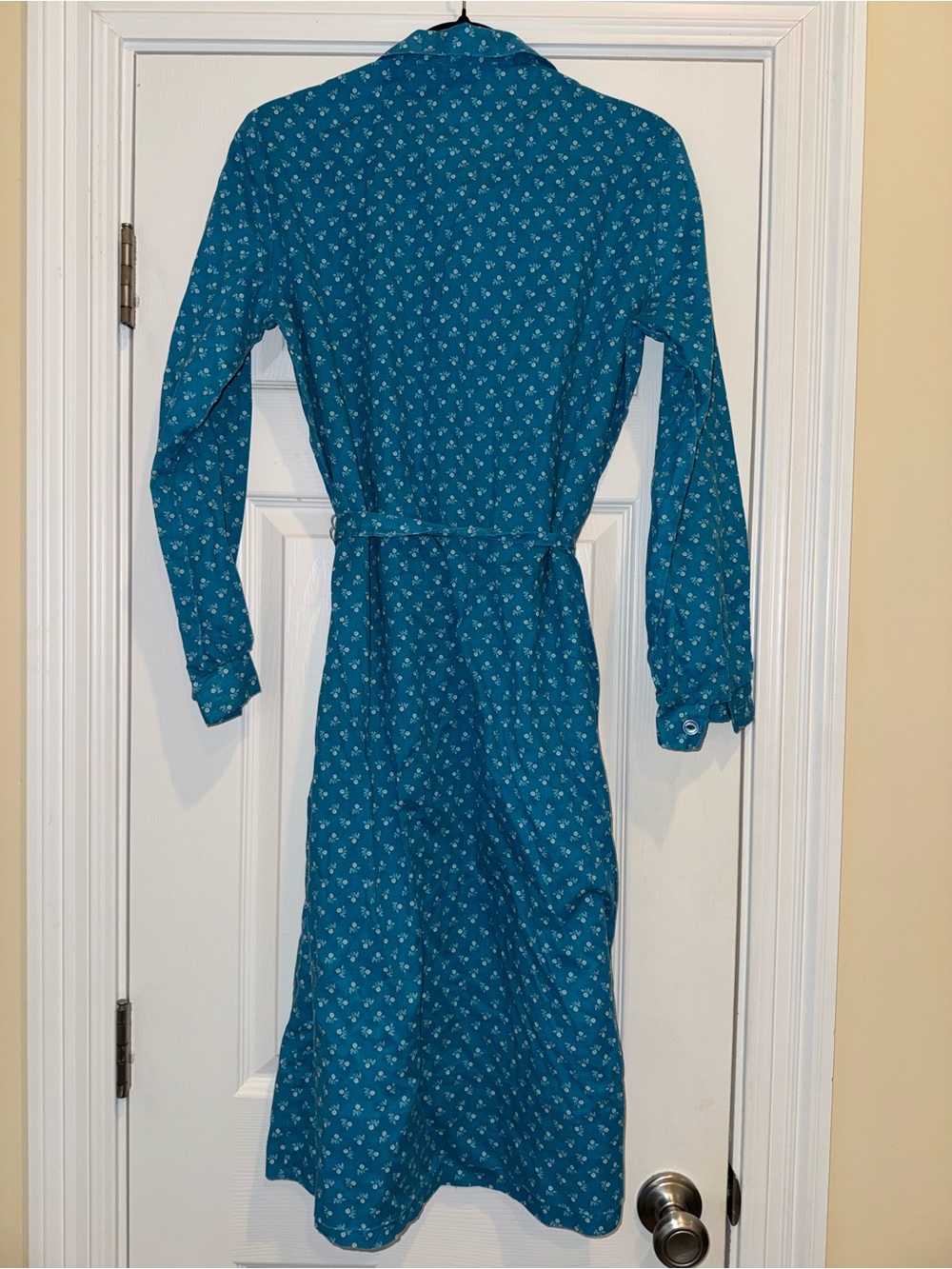 Vintage 70s Blue Floral Cottagecore Prairie Midi Dress Belted Size 16 USA Nancy - Picture 6 of 10